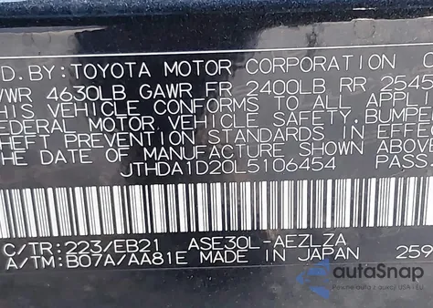 2020 Lexus Is 300 from USA, damaged, VIN JTHDA1D20L5106454